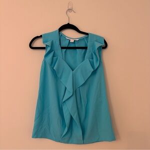 Diane Von Furstenberg Teal Blue Flowy Blouse